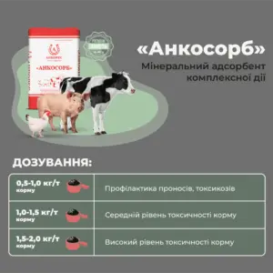 Адсорбент мікотоксинів для свиней, птиці, ВРХ «Анкосорб» Ankores (10кг) - Зображення 2