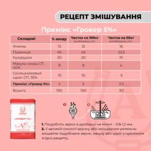 Премікс для свиней від 30 до 65 кг «Гровер 5%» Ankores (10кг) - Зображення 3