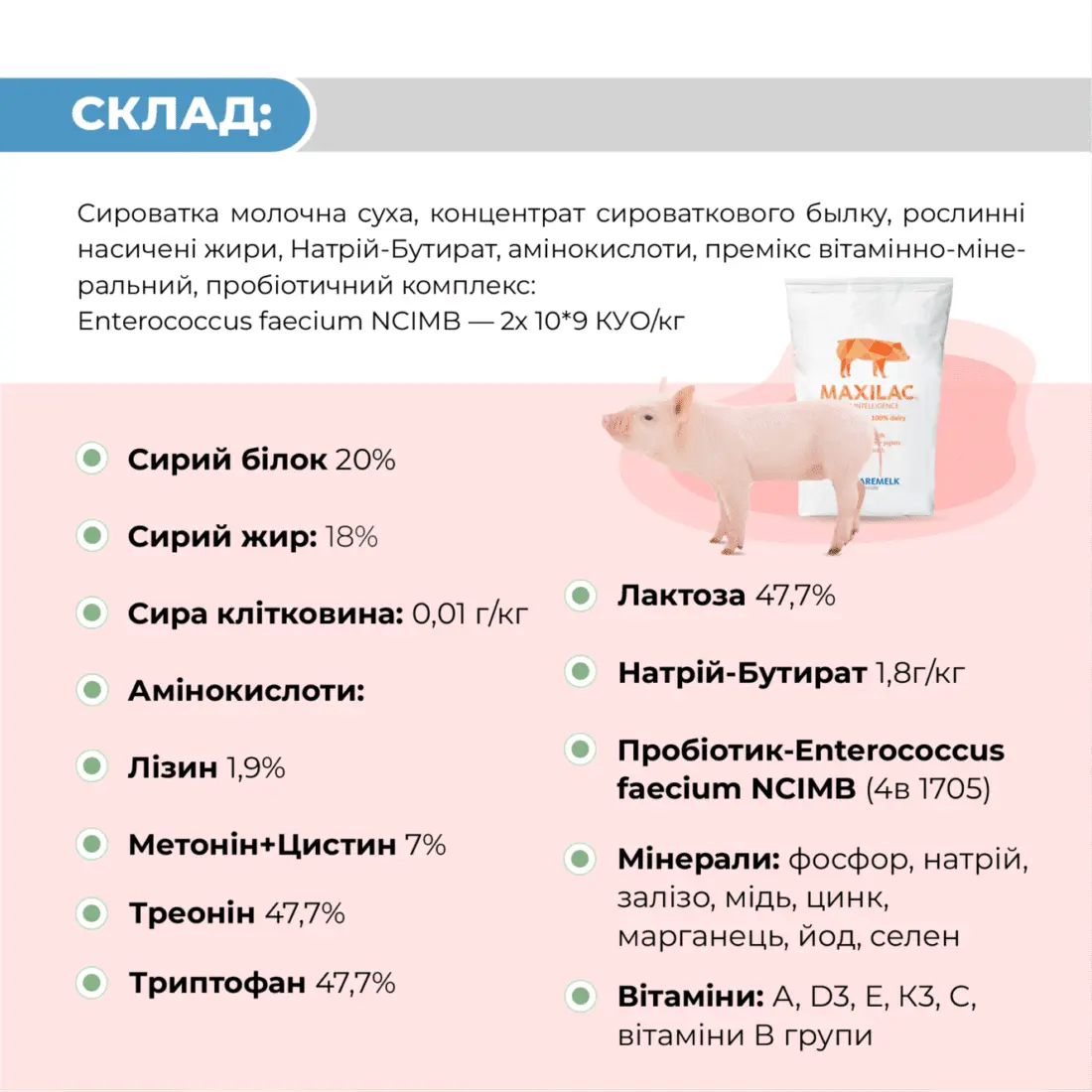Замінник цільного молока (ЗЦМ) для поросят з 3 дня «MAXILAC PIGLET 100% DAIRY PROTEIN» (5 кг) - Зображення 4