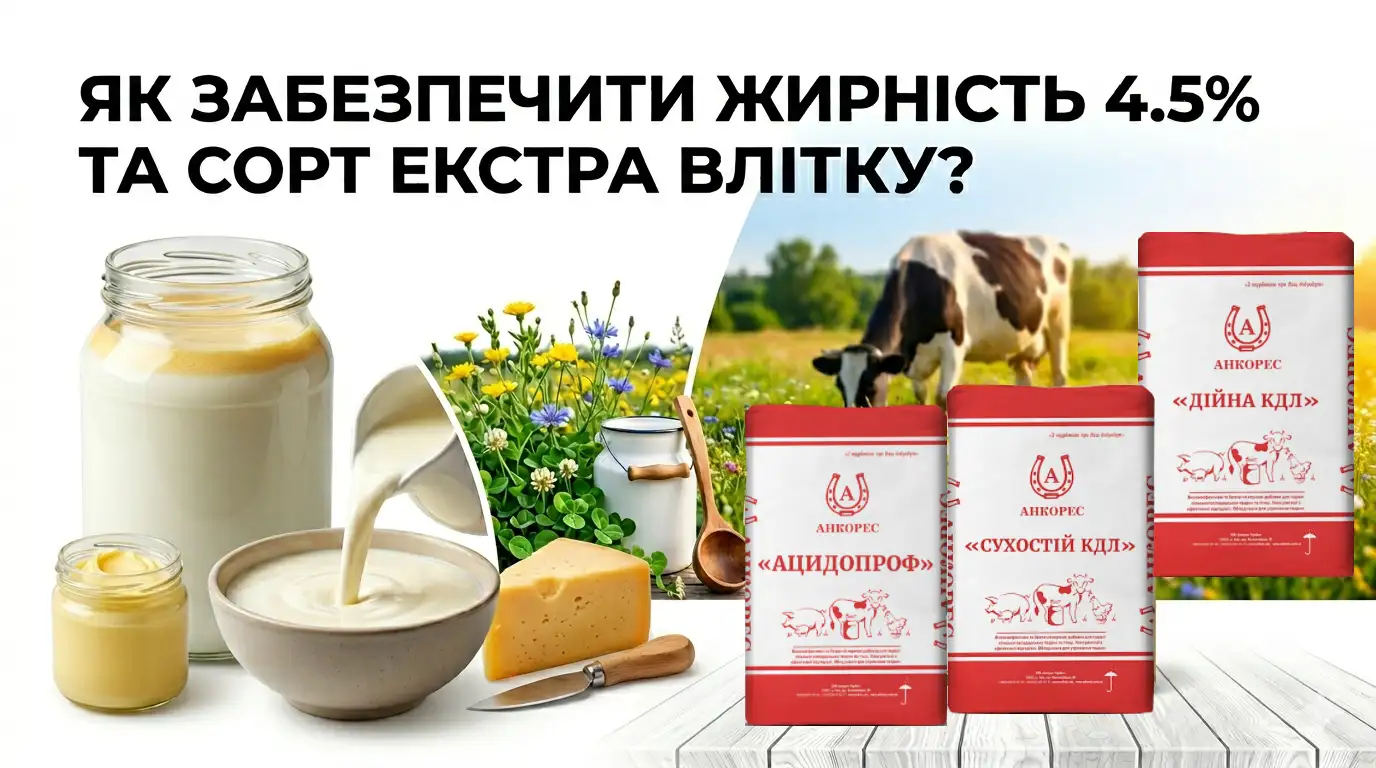 Жирність 4,5% та сорт «Екстра» влітку — реальність! Як підняти надої домашньої корови за допомогою лінійки добавок Ankores для дійних корів.